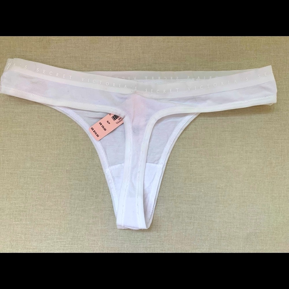 New with tags white cotton thong